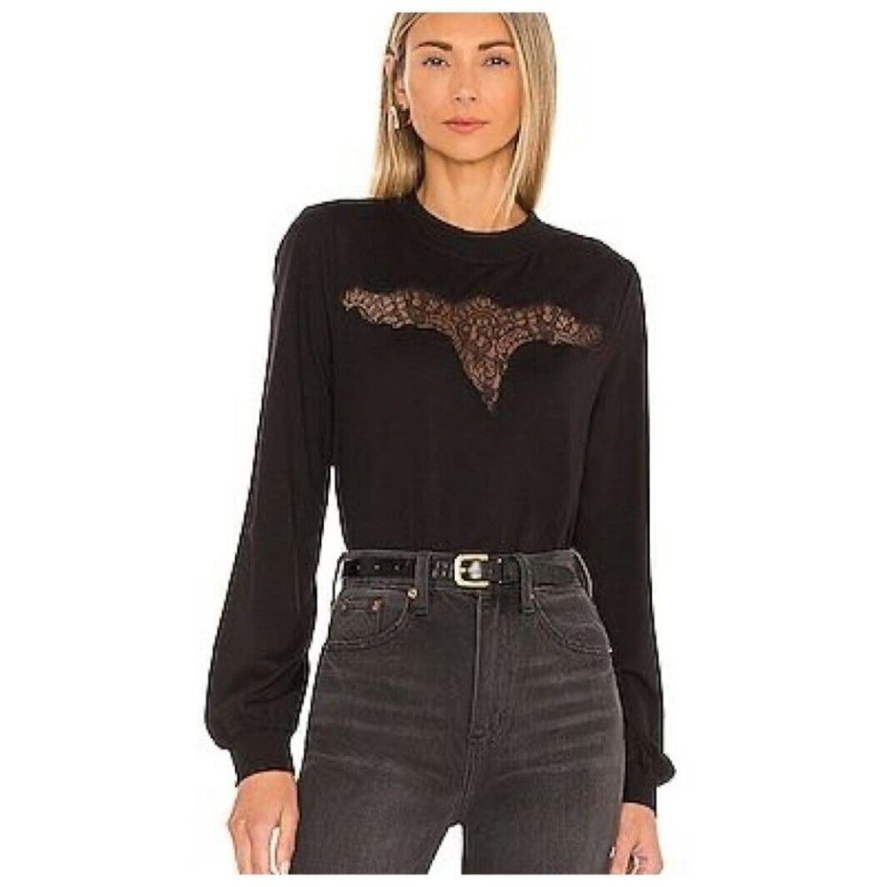 Cami NYC Adalynn Top Women's XS Black Lace Panel Casual Date Night Soft Chic